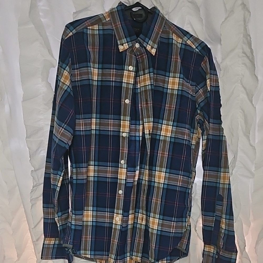 Blue and Yellow Casual Button Down Shirt